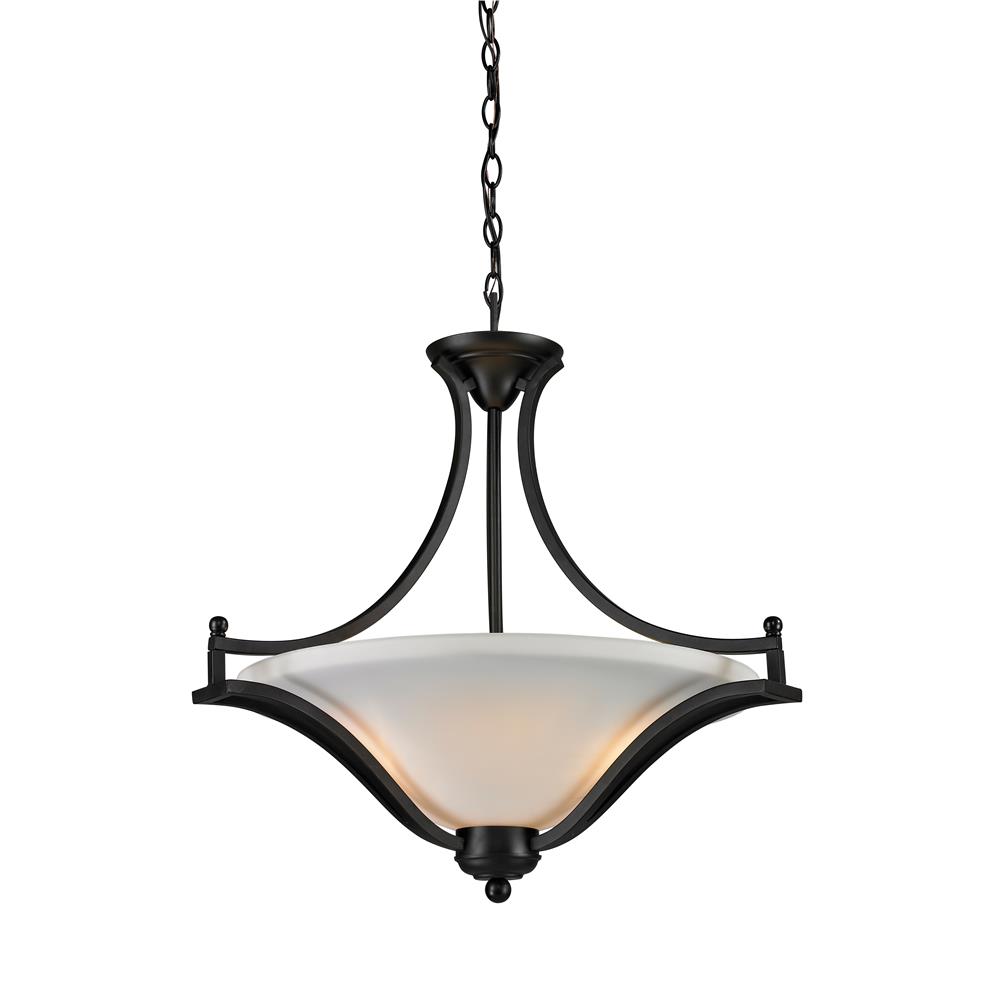 Z-Lite 703P-MB 3 Light Pendant in Matte Black with a Matte Opal Shade